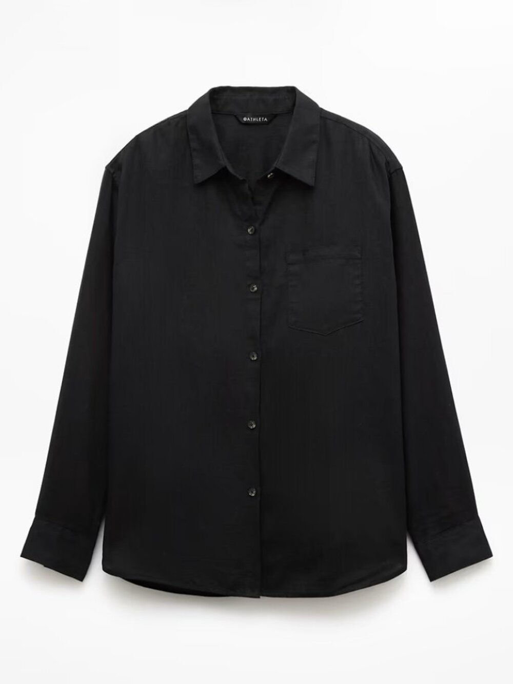 ATHLETA RETREAT 100% LINEN BUTTON DOWN SHIRT TOP OVERSIZED BLACK XXS